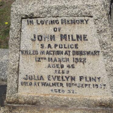 MILNE John -1922 :: PLINT Julia Evelyn -1907