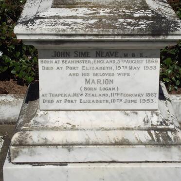 NEAVE John Sime 1869-1953 &amp; Marion LOGAN 1867-1953