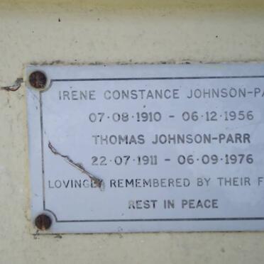 PARR Thomas, Johnson 1911-1976 &amp; Irene Constance 1910-1956