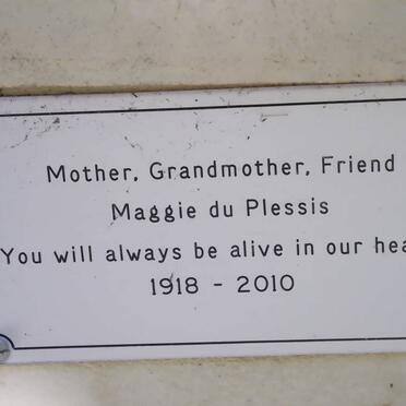 PLESSIS Maggie, du 1918-2010