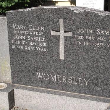 WOMERSLEY John Samuel -1960 &amp; Mary Ellen -1981