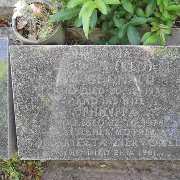 ZIERVOGEL Henrietta -1901 :: MACDONALD John -1978 &amp; Philippa -1978 