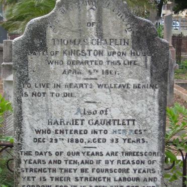 CHAPLIN Thomas -1861 :: GAUNTLETT Harriet 1880