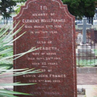 FRAMES Clement Wall -1896 &amp; Elizabeth -1911 :: FRAMES Edwin John -1919 :: HOBSON Jenny nee FRAMES (plot 90)
