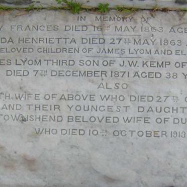KEMP James Lyom -1871 &amp; Elizabeth -1914