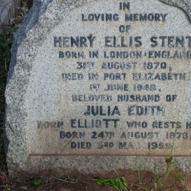 STENT Henry Ellis 1870-1948 &amp; Jullia Edith ELLIOTT 1878-1959