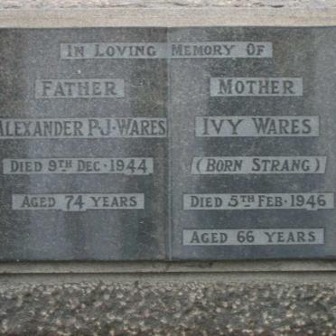 WARES Alexander P.J. -1944 &amp; Ivy STRANG -1946