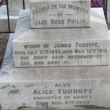 PHILIP Jane Ross 1843-1918 :: TUDHOPE Alice -1938