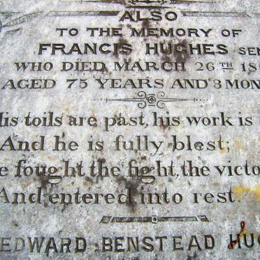HUGHES Francis  -1868 &amp; Cecilia Louisa BENSTEAD -1852
