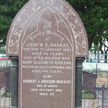 MACKAY John W.C.-1887 &amp; Mary Elizabeth DICKSON -1895 :: MACKAY Herbert J. Dickson -1945