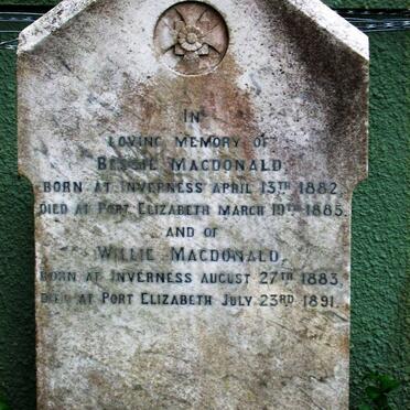 MacDONALD Bessie 1882-1885 :: MacDONALD Willie 1883-1891