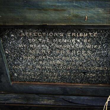 PATERSON Mary Frances nee KEMP -1858 :: PATERSON Wallace Campbell -1873