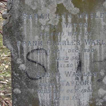 WASLEY Sarah Ann nee WATTS -1890 :: WASLEY Julia nee TAYLOR -1901