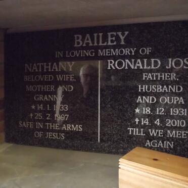 BAILEY Ronald Joseph 1931-2010 &amp; Nathany 1933-1997