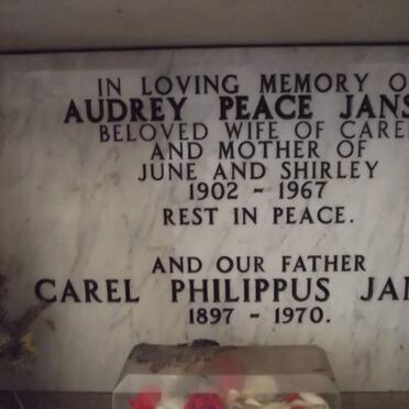 JANSEN Carel Philippus 1897-1970 &amp; Audrey Peace 1902-1967 