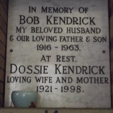 KENDRICK Bob 1916-1963 &amp; Dossie 1921-1998