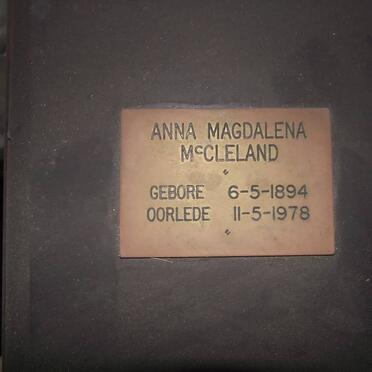 McCLELAND Anna Magdalena 1894-1978