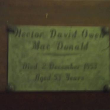 MACDONALD Hector David Owen -1953