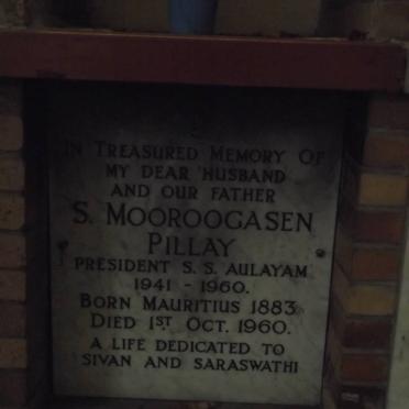 PILLAY S. Mooroogasen 1883-1960