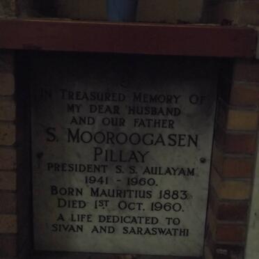 PILLAY S. Mooroogasen 1883-1960