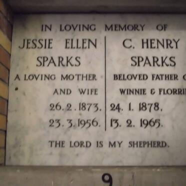 SPARKS C. Henry 1878-1965 &amp; Jessie Ellen 1873-1956