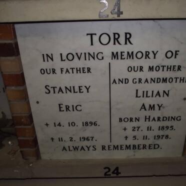 TORR Stanley Eric 1896-1967 &amp; Lilian Amy HARDING 1895-1978