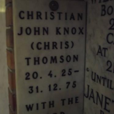 THOMSON Christian John Knox 1925-1975