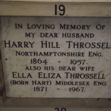 THROSSELL Harry Hill 1864-1957 &amp; Ella Eliza HART 1871-1967