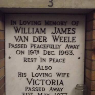 WEELE William James, van der -1963 &amp; Victoria -1973