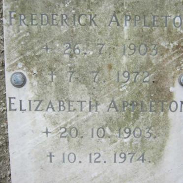 APPLETON Frederick 1903-1972 &amp; Elizabeth 1903-1974