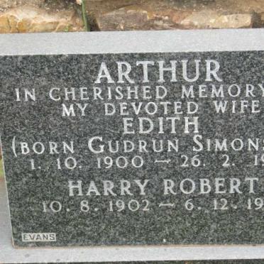 ARTHUR Harry Robert 1902-1987 &amp; Edith GUDREN SIMONSEN 1900-1985