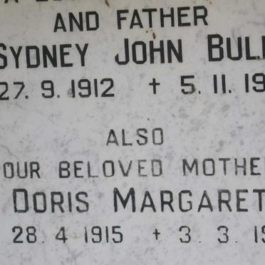 BULL Sydney John 1912-1978 &amp; Doris Margaret 1915-1995