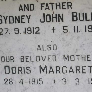 BULL Sydney John 1912-1978 &amp; Doris Margaret 1915-1995