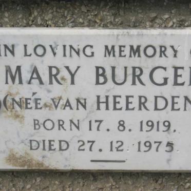 BURGER Mary nee VAN HEERDEN 1919-1975