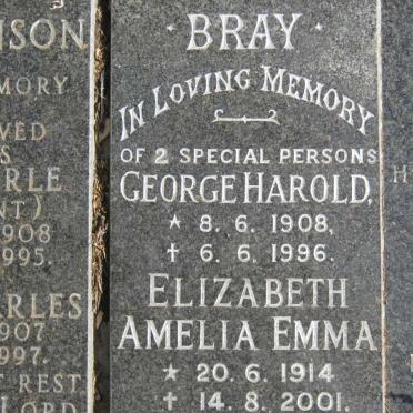 BRAY George Harold 1908-1996 &amp; Elizabeth Amelia Emma 1914-2001