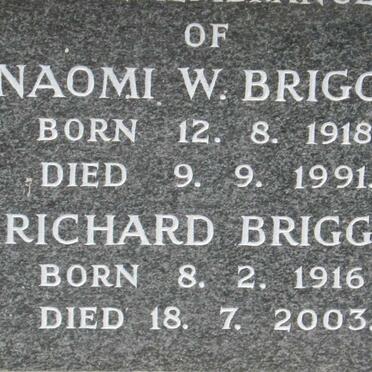 BRIGGS Richard 1916-2003 &amp; Naomi W. 1918-1991