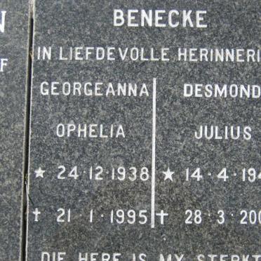 BENECKE Desmond Julius 1941-2007 &amp; Georgeanna Ophelia 1938-1995