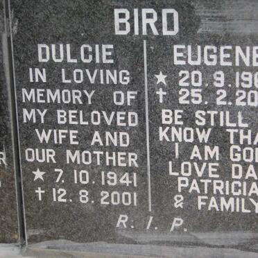 BIRD Eugene 1966-2008 &amp; Dulcie 1941-2001