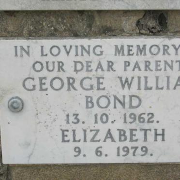 BOND George William -1962 &amp; Elizabeth -1979