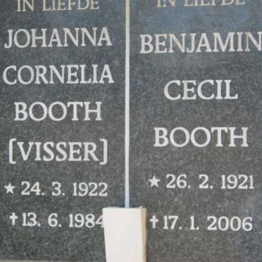 BOOTH Benjamin Cecil 1921-2006 &amp; Johanna Cornelia VISSER 1922-1984