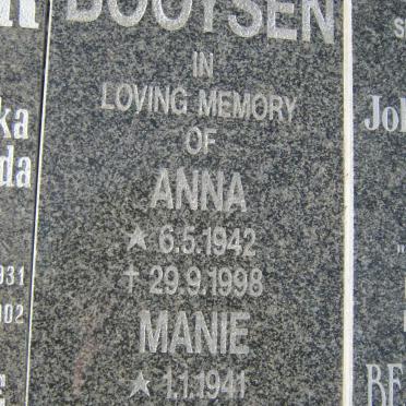 BOOYSEN Manie 1941-2000 &amp; Anna 1942-1998