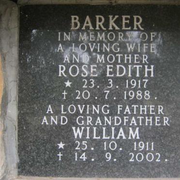 BARKER William 1911-2002 &amp; Rose Edith 1917-1988