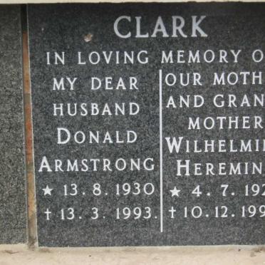 CLARK Donald Armstrong 1930-1993 &amp; Wilhelmina Heremina 1929-1994