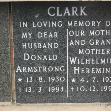 CLARK Donald Armstrong 1930-1993 &amp; Wilhelmina Heremina 1929-1994