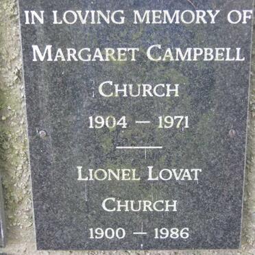 CHURCH Lionel Lovat 1900-1986 &amp; Margaret Campbell 1904-1971