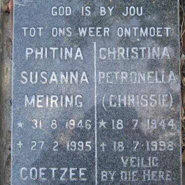 COETZEE Phitina Susanna Meiring 1946-1995 :: COETZEE Christina Petronella 1944-1998