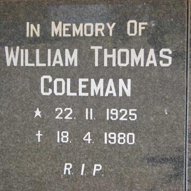 COLEMAN William Thomas 1925-1980