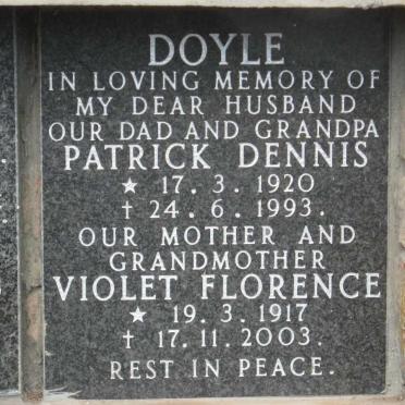 DOYLE Patrick Dennis 1920-1993 &amp; Violet Florence1917-2003