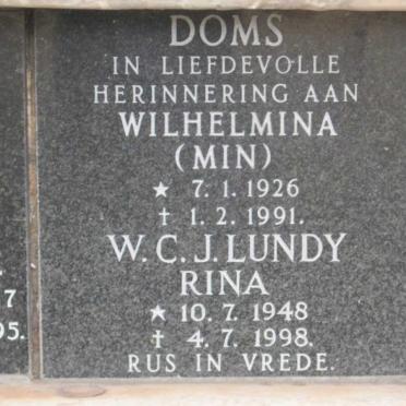 DOMS Wilhelmina 1926-1991 :: LUNDY W.C.J. 1948-1998