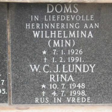 DOMS Wilhelmina 1926-1991 :: LUNDY W.C.J. 1948-1998